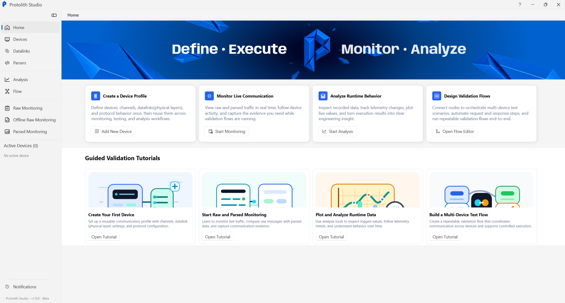 Protolith Studio dashboard